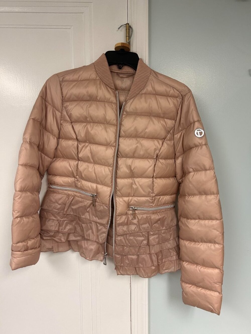 TAHARI Dusty Blush Quilted Puffer Bomber Jacket - size M
